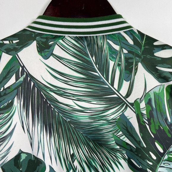 Guess Los Angeles Bomber Jacket Green Leaf Print, Sz S - Picture 4 of 11